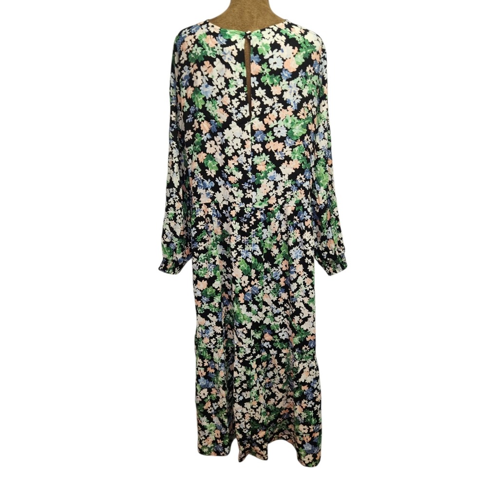 H&M Dress Womens M‎ Multicolour Floral Round Neck Long Sleeve Maxi Relaxed Fit - Picture 4 of 8